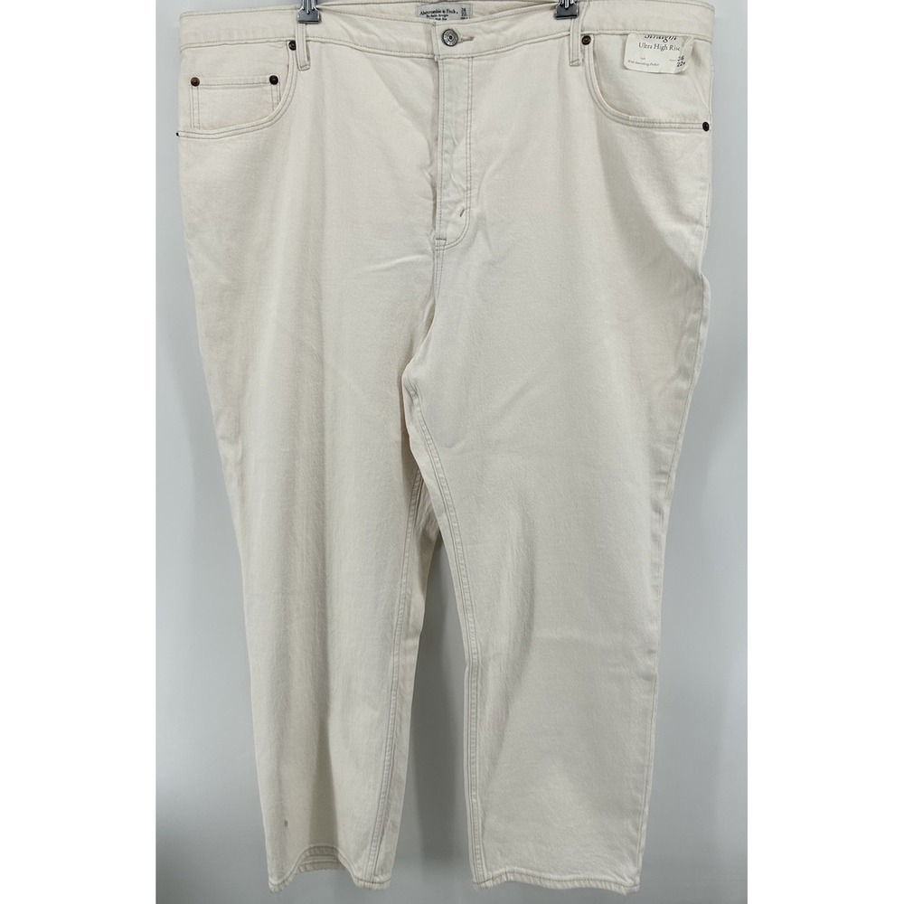 Abercrombie & Fitch Ankle Straight Ultra High Rise Jeans White‎ Men's 36/22 NWT